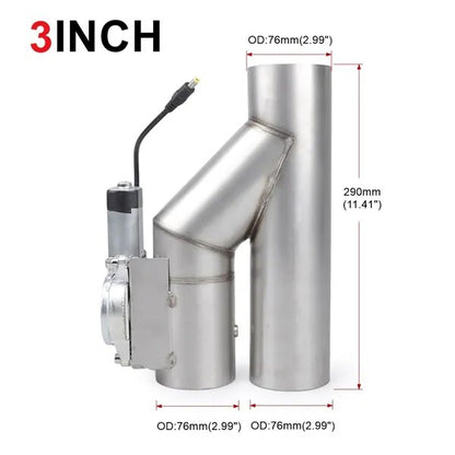 12V 2.5'' 3'' Stainless Steel Single Cutout Integrated Headers Y Pipe Exhaust Valve with Remote Control Cut Out Down Pipe Parts EGRKit Shop