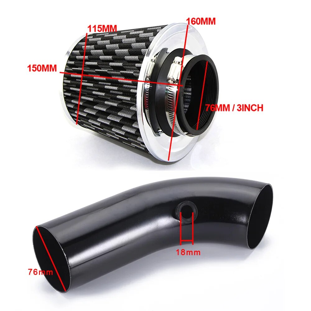Air Filters Intake Aluminum Pipe Kit Caliber 76MM 3 '' Universal Automotive Modification Mushroom Head Filter Air Filter EGRKit Shop