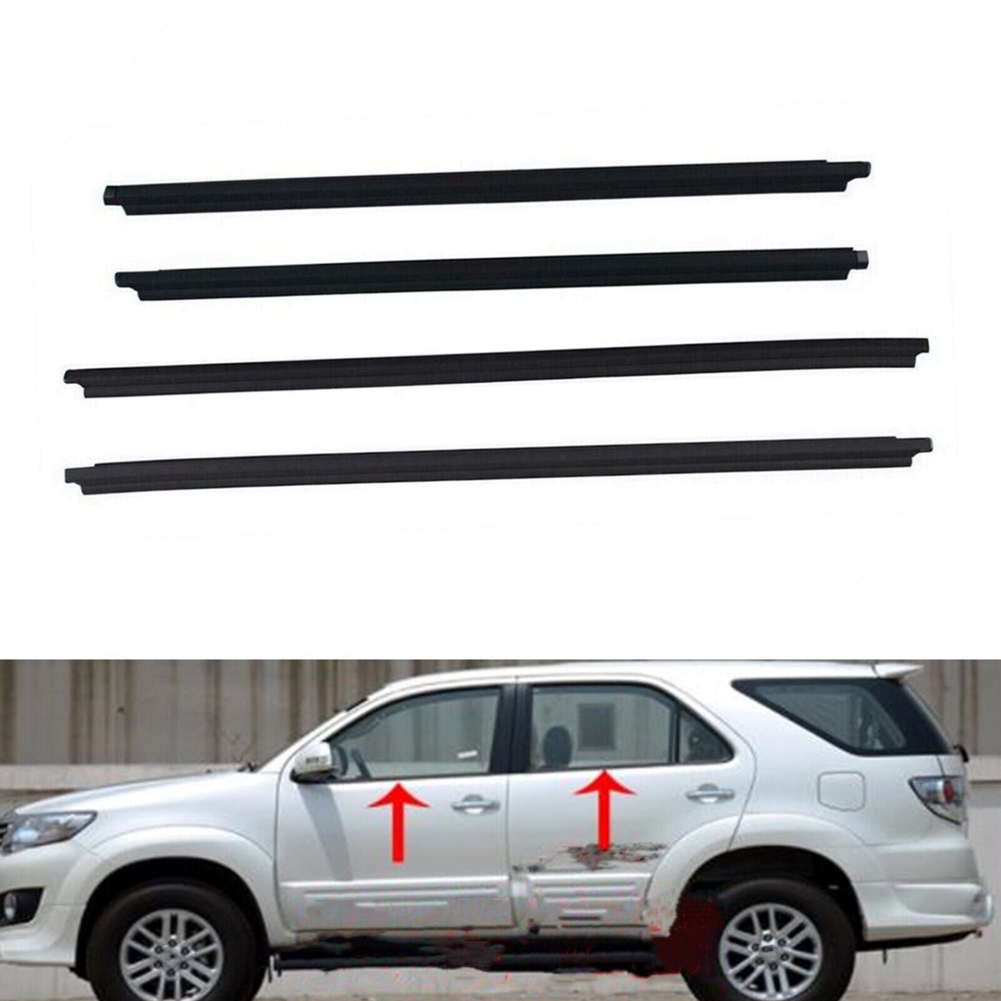 4Pcs Car Window Weatherstrip Black For Toyota Fortuner 2006-2011 Car Weatherstrip Window Moulding Trim weatherstrip