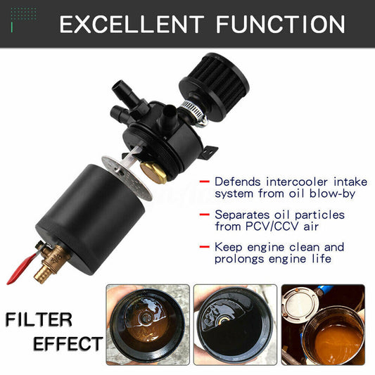 3-Port Oil Catch Can Tank Reservoir Air-Oil Separator Racing Baffled Aluminum EGRKIT Shop