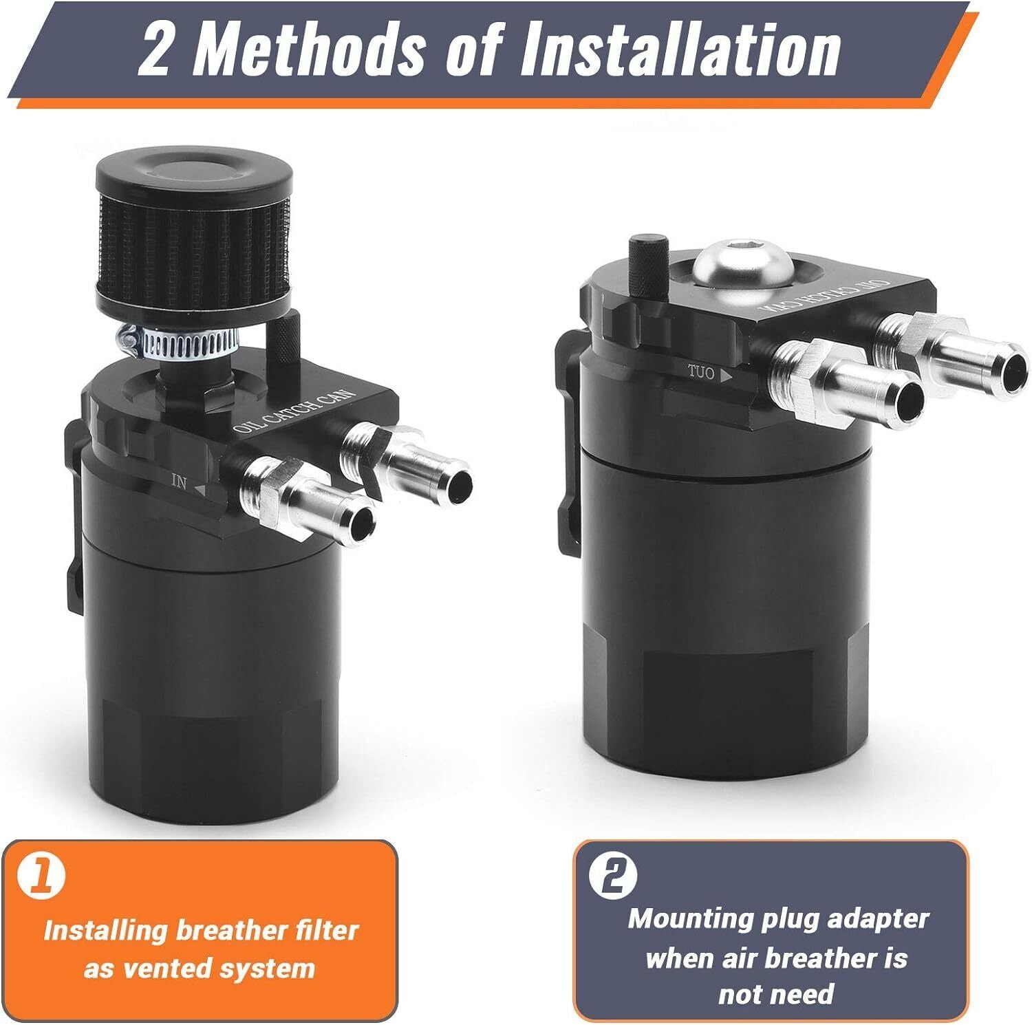 300ML Oil Catch Can Kit Universal Black Breather Baffled Aluminum Reservoir Tan EGRKIT Shop