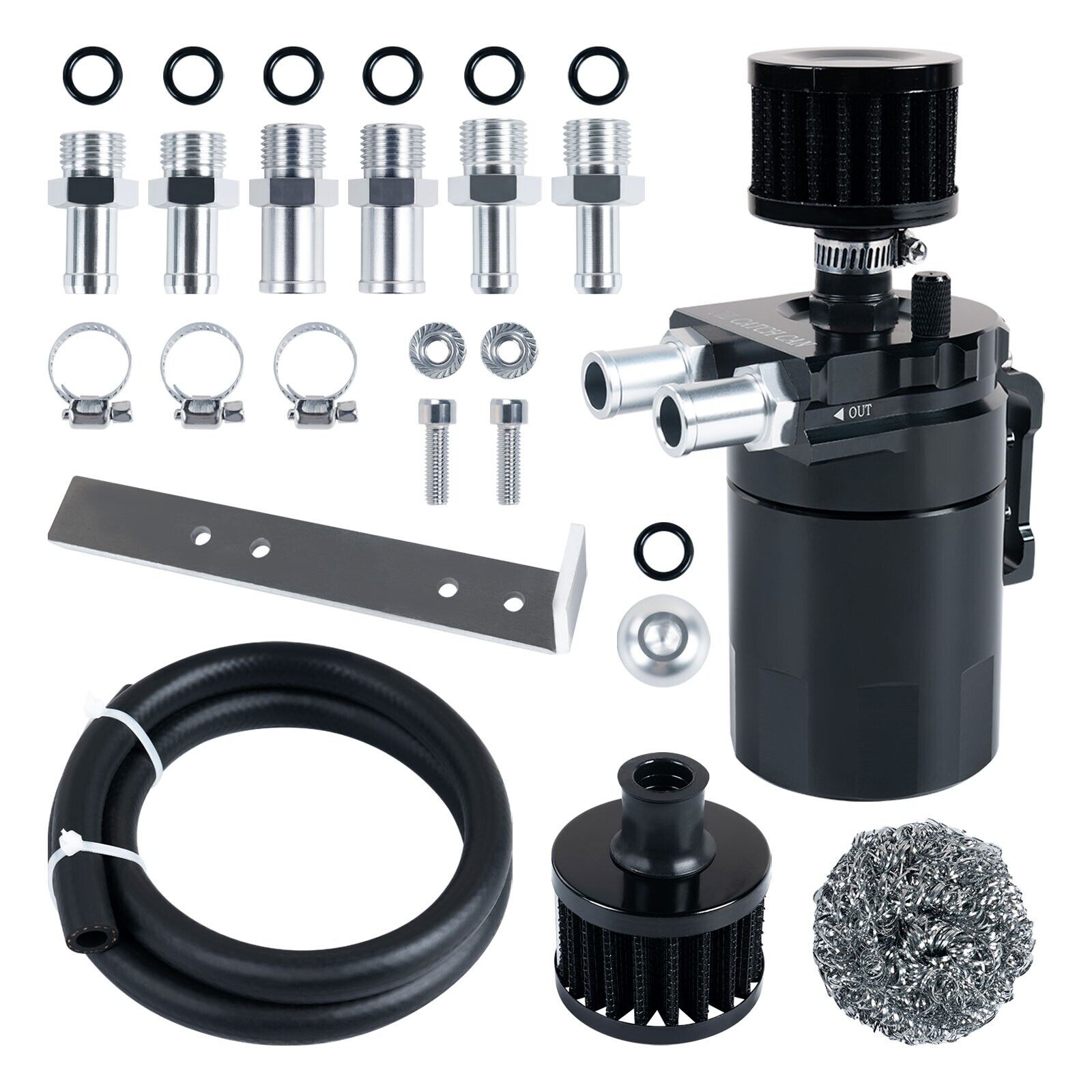 Universal Oil Catch Can Tank Kit Polish Baffled Reservoir with Breather Filter EGRKIT Shop
